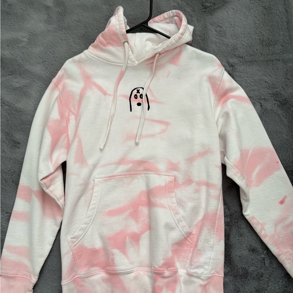 Pink and White Tie-Dye Hoodie